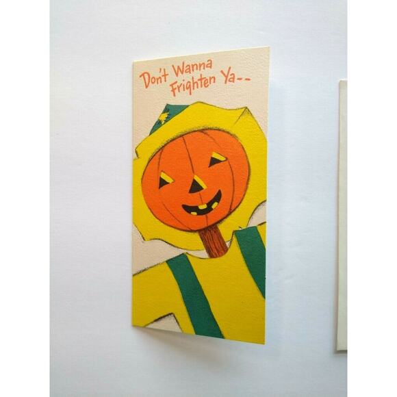 Halloween Greeting Card Vintage Party Invite Stick Head Scarecrow Hallmark Slim - Picture 7 of 7